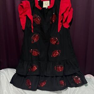 Fantastic Fawn Black and Red Sequined Game Day Mini Dress